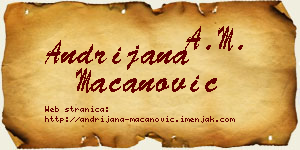 Andrijana Macanović vizit kartica